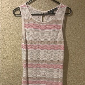 White House Black Market Pink and Tan Striped Tank Top